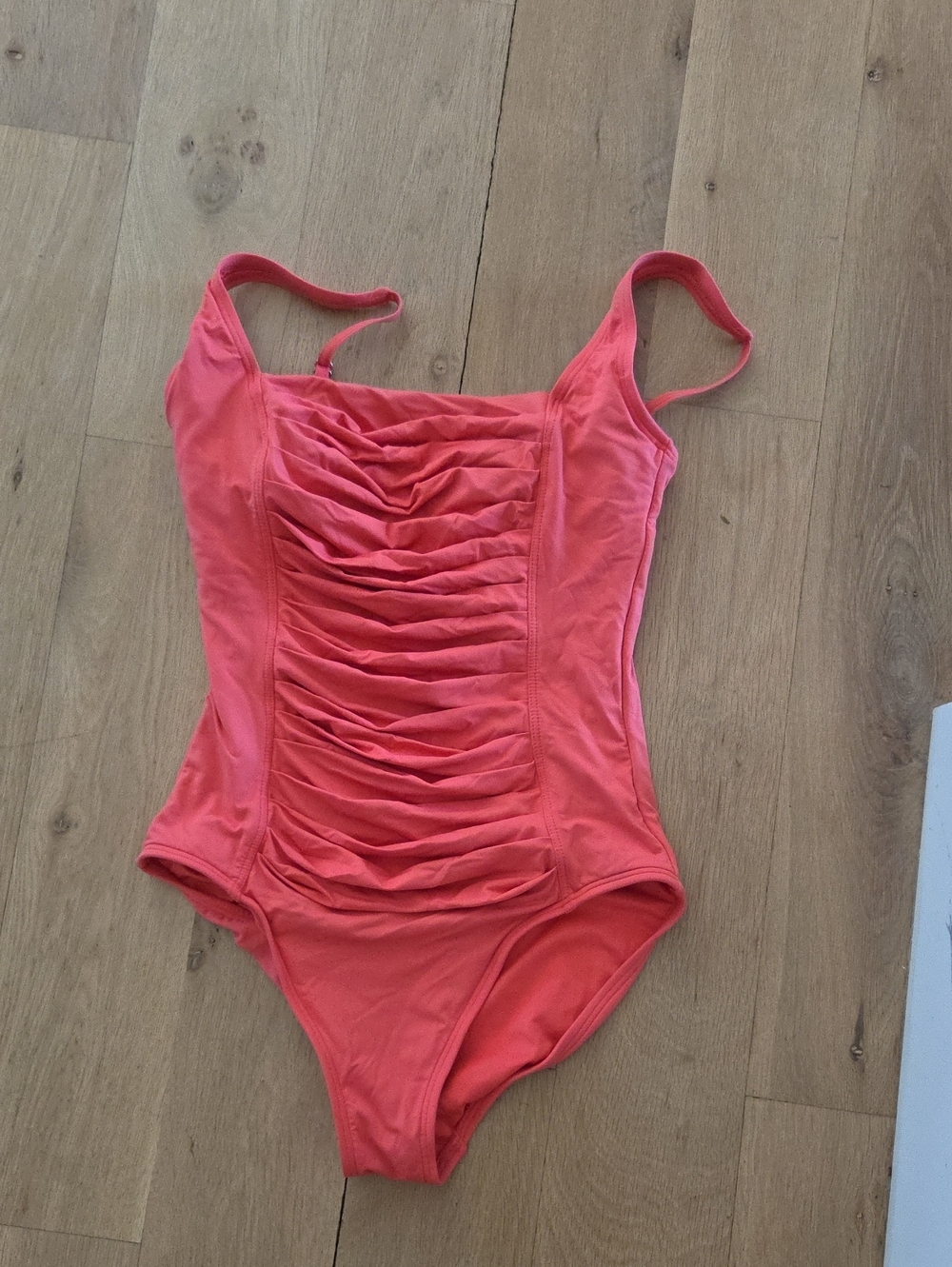 Calvin Klein Coral Ruched One-Piece Swimsuit